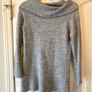Gray long sweater cowl neck